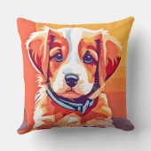 かわいい子犬ポップ・アートのの芸術 クッション (裏面)