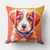 かわいい子犬ポップ・アートのの芸術 クッション (正面)