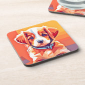 かわいい子犬ポップ・アートのの芸術 コースター (左側)
