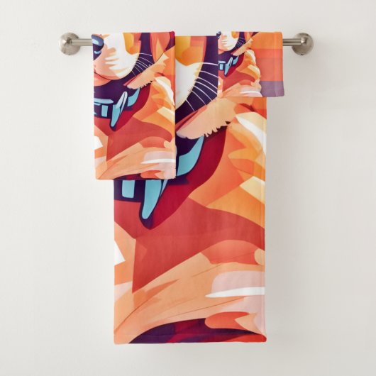 かわいい子犬ポップ・アートのの芸術 バスタオルセット (インサイチュ)