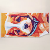 かわいい子犬ポップ・アートのの芸術 ビーチタオル (正面)