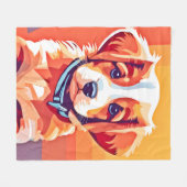 かわいい子犬ポップ・アートのの芸術 フリースブランケット (正面(横))