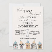 かわいい子犬ポーティ誕生日パーティー 招待状 (正面)