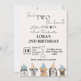 かわいい子犬ポーティ誕生日パーティー 招待状