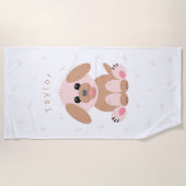 かわいい子犬マンガパーソナライズされたニュートラルパステル ビーチタオル (正面)