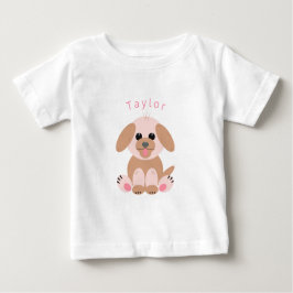 かわいい子犬マンガパーソナライズされたニュートラルパステル ベビーTシャツ