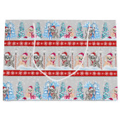 かわいい子犬マンガ雪のクリスマスホリデー ラージペーパーバッグ (正面)