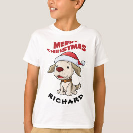 かわいい子犬メリークリスマスカスタムのTシャツ Tシャツ