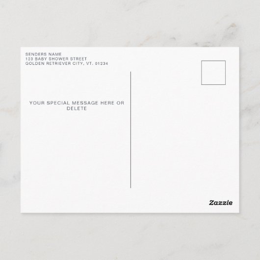 かわいい子犬モダンセージありがとう赤ちゃんシャワー ポストカード (裏面)