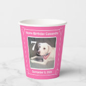 かわいい子犬ワン写真誕生日番号7ピンク 紙コップ (正面)