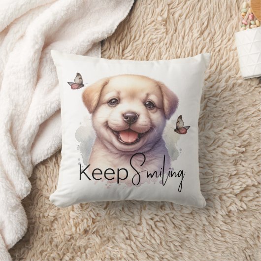 かわいい子犬保の笑顔カスタム クッション (ブランケット)