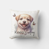 かわいい子犬保の笑顔カスタム クッション (正面)