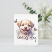 かわいい子犬保の笑顔カスタム ポストカード (スタンド正面)