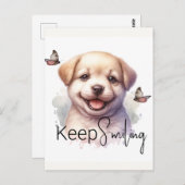 かわいい子犬保の笑顔カスタム ポストカード (正面/裏面)