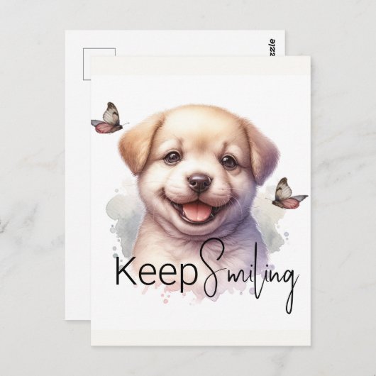 かわいい子犬保の笑顔カスタム ポストカード (正面/裏面)
