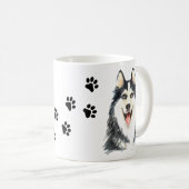 かわいい子犬好きの水彩シベリアンハスキー コーヒーマグカップ (正面右)