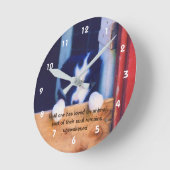 かわいい子犬感動的引用文 ラウンド壁時計 (傾斜)