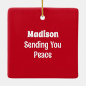 かわいい子犬独身の1写真の名前とメッセージ セラミックオーナメント (裏面)