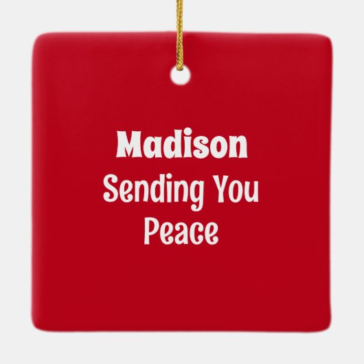 かわいい子犬独身の1写真の名前とメッセージ セラミックオーナメント (裏面)