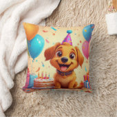 かわいい子犬祝の誕生日パーティーとケーキ クッション (ブランケット)