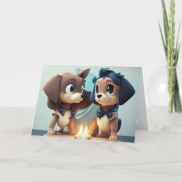 かわいい子犬祝二歳の誕生日Tha サンキューカード