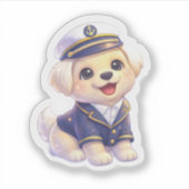 かわいい子犬船長ステッカー シール (正面)
