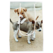 かわいい子犬遊ズオンビーチ ミディアムペーパーバッグ (裏面)