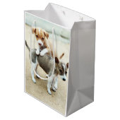 かわいい子犬遊ズオンビーチ ミディアムペーパーバッグ (裏面アングル)