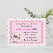 かわいい子犬1st誕生日招待状for Girls 招待状 (スタンド正面)