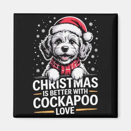 かわいい子犬 クリスマスはアプーと一緒がいい マグネット (正面)