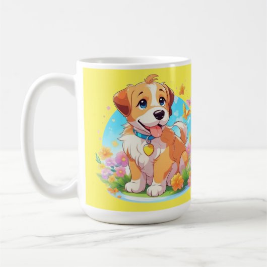 かわいい子犬 コーヒーマグカップ (左)