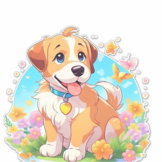 かわいい子犬 シール (正面)