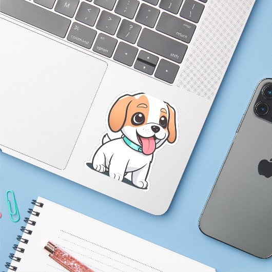 かわいい子犬 シール (ノートパソコンとiPhone)