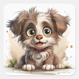 かわいい子犬 スクエアシール