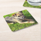 かわいい子犬 スクエアペーパーコースター (アングル)