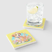 かわいい子犬 ストーンコースター (横)