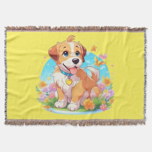 かわいい子犬 スローブランケット (正面)