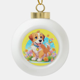 かわいい子犬 セラミックボールオーナメント