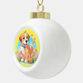 かわいい子犬 セラミックボールオーナメント (右)