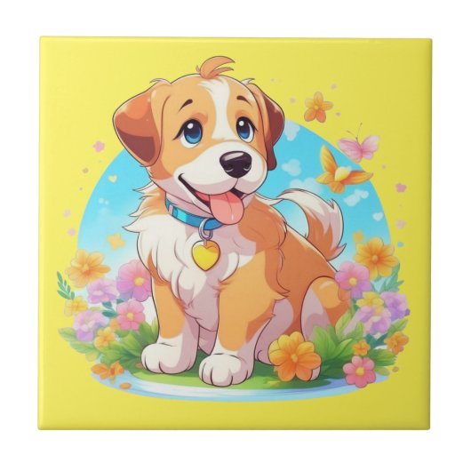 かわいい子犬 タイル (正面)