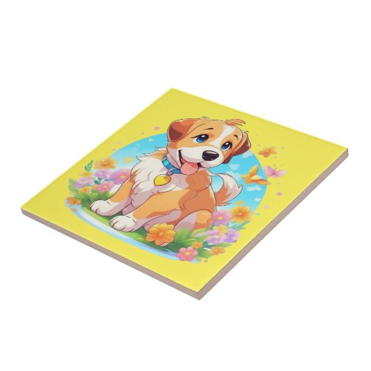 かわいい子犬 タイル (側面)