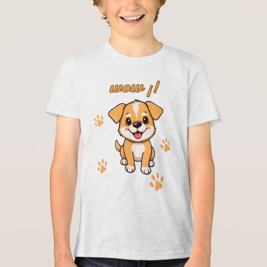 かわいい子犬 トライブレンドTシャツ (正面)