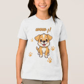 かわいい子犬 トライブレンドTシャツ (正面)