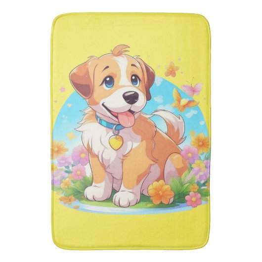 かわいい子犬 バスマット (正面縦)