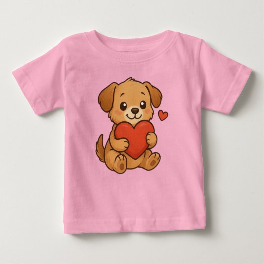 かわいい子犬 バレンタインデー ベビーTシャツ (正面)