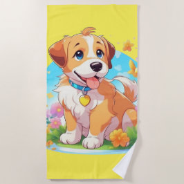 かわいい子犬 ビーチタオル