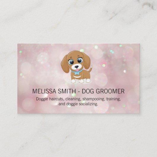 かわいい子犬 |ピンク《写真》ぼけ味名刺 名刺 (正面)