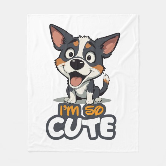 かわいい子犬 フリースブランケット (正面)