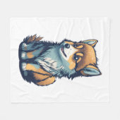 かわいい子犬 フリースブランケット (正面(横))