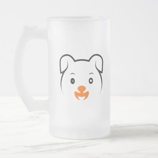 かわいい子犬 フロストグラスビールジョッキ (左)